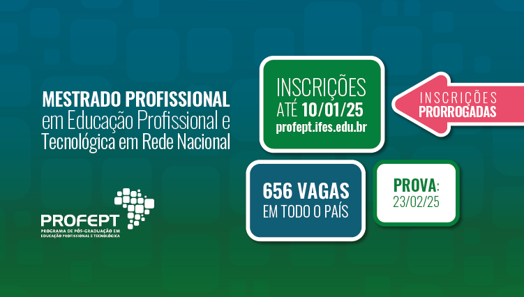 Inscrições para mestrado em Educação Profissional são prorrogadas